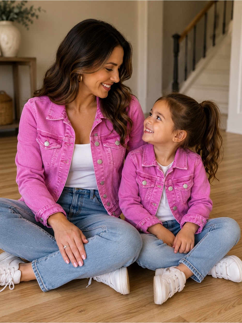 Barbie Pink Mommy & daughter Denim Jackets - Vibrant Fuchsia Wash- Gap Brand